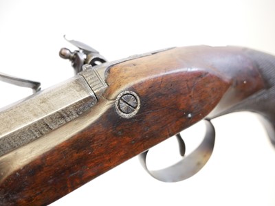Lot 2 - Flintlock .650 officers pistol, converted from...