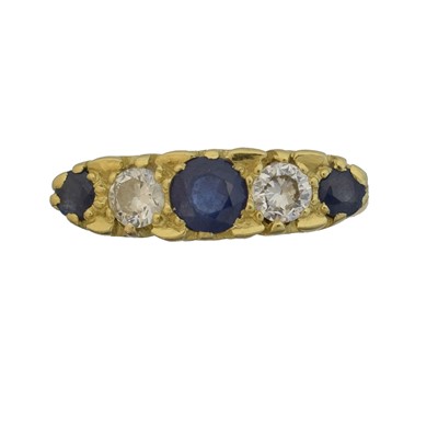 Lot 164 - An 18ct gold sapphire and diamond five stone ring.