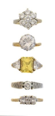 Lot 94 - Five CZ dress rings.
