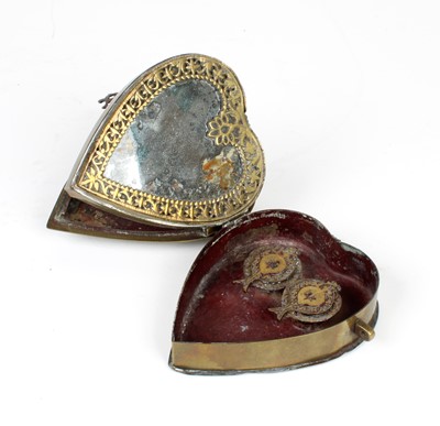 Lot 10 - A 19th Century Persian Brass Heart-Shaped Travelling Make-Up Box