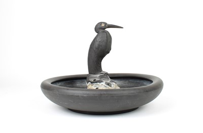 Lot 124 - A Black Basalt Spill Vase Modelled as a Heron by Ernest Light for Wedgwood