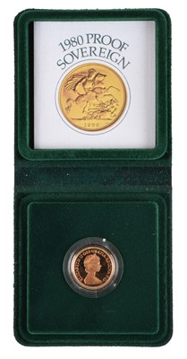 Lot 14 - Queen Elizabeth II, Gold Proof Sovereign, 1980.