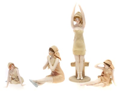 Lot 69 - Four Early 20th Century German Bisque Figures of Female Bathers