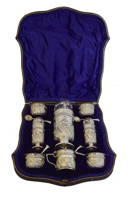 Lot 213 - A Victorian cased cruet and sifter set