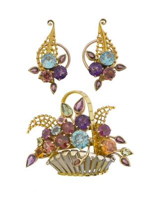 Lot 1 - A vari-gem giardinetto suite of jewellery by Alabaster & Wilson.