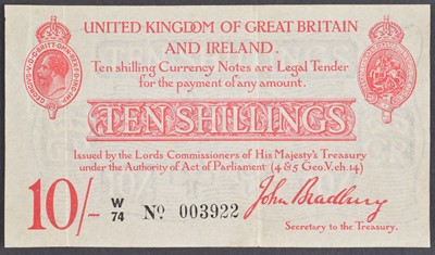 Lot 69 - A Second Bradbury Issue (January 1915), Ten Shillings treasury note.