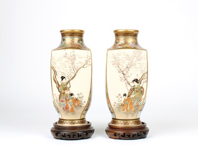 Lot 40 - A Pair of Japanese Meiji Period Satsuma Pottery Vases
