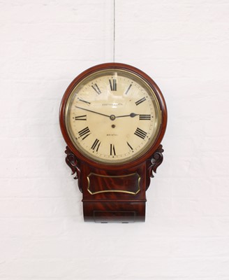 Lot 290 - An Early-Mid 19th Century Mahogany Drop-Dial Wall Clock by Muston & Gath of Bristol