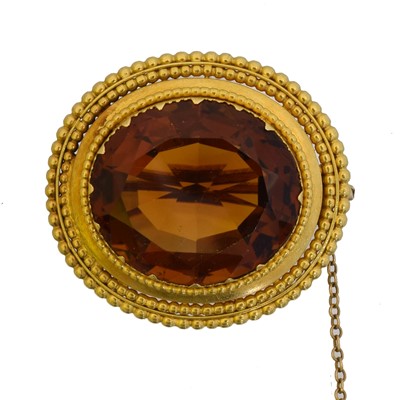Lot 21 - A Victorian citrine brooch.