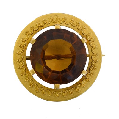 Lot 19 - A Victorian citrine brooch.