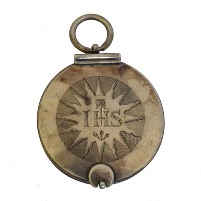 Lot 95 - A 19th century silver IHS pyx.