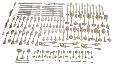 Lot 215 - An 119 piece canteen of Victorian and later Grecian pattern cutlery