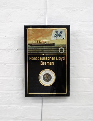 Lot 293 - Shipping Interest - A Rare German Verre Eglomise Advertising Sign with Inset Barometer for Norddeutscher Lloyd Bremen