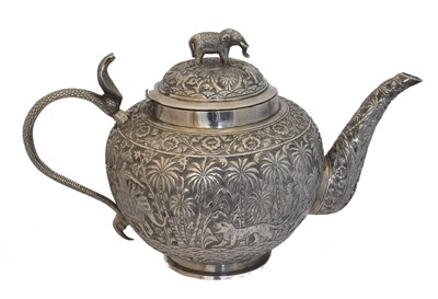 Lot 170 - An Indian white metal teapot