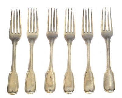 Lot 172 - Six George IV and later silver dinner forks