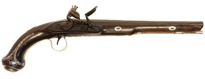 Lot 5 - Flintlock 24 bore pistol by Bennett made for...