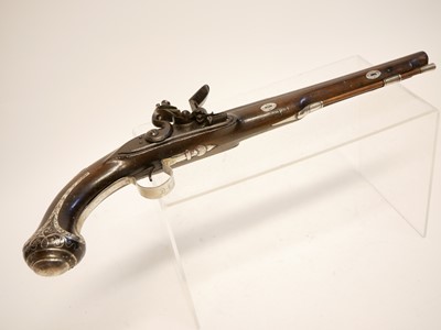 Lot 5 - Flintlock 24 bore pistol by Bennett made for...