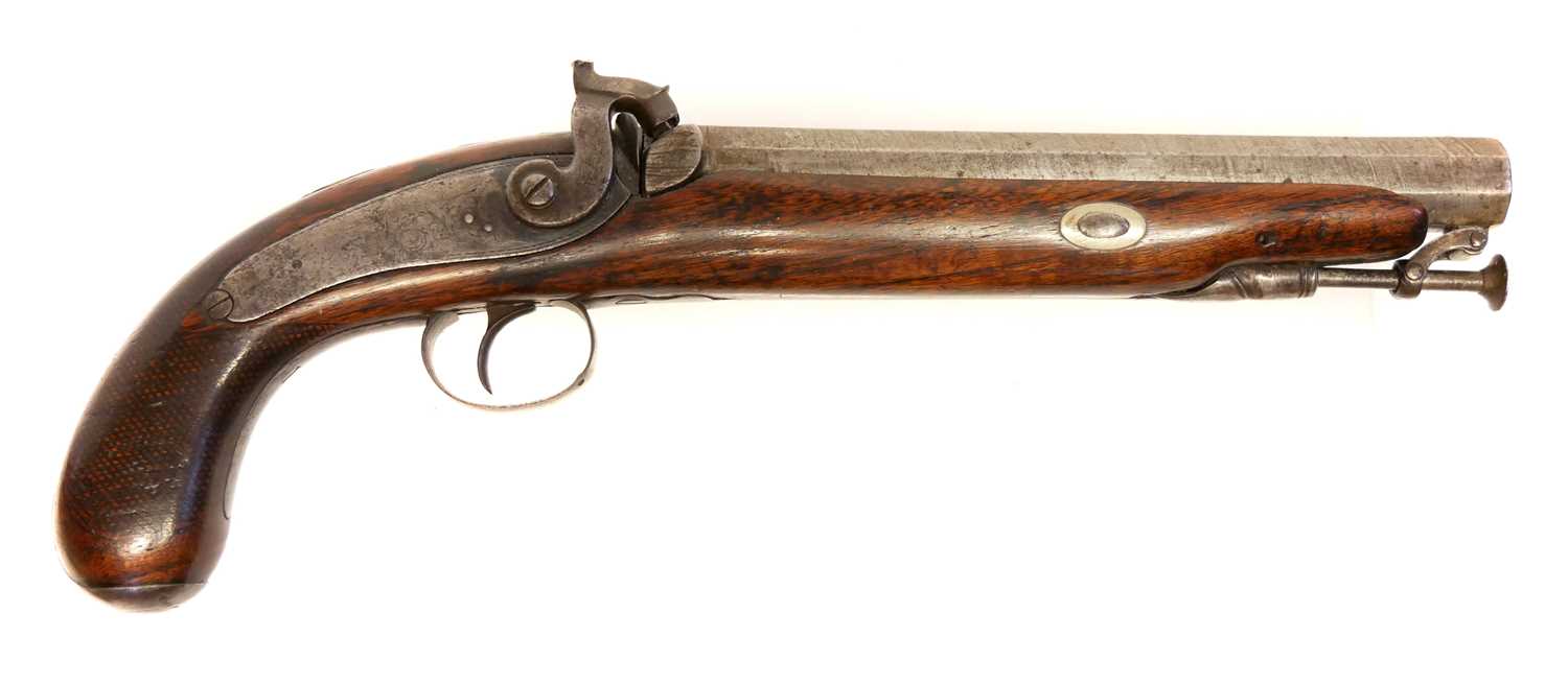 Lot 13 - Percussion 18 bore overcoat pistol, with...