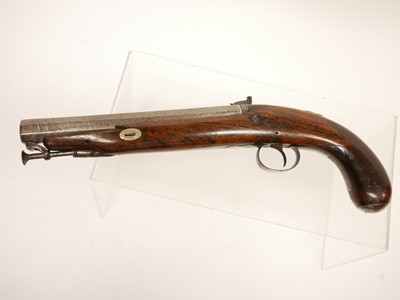 Lot 13 - Percussion 18 bore overcoat pistol, with...