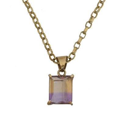 Lot 68 - A 9ct gold ametrine pendant.