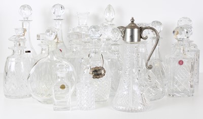 Lot 99 - 28 Piece Collection Assorted Cut Glass Wine, Port, Whisky, Cognac Decanters