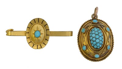 Lot 6 - Two pieces of Victorian turquoise jewellery.
