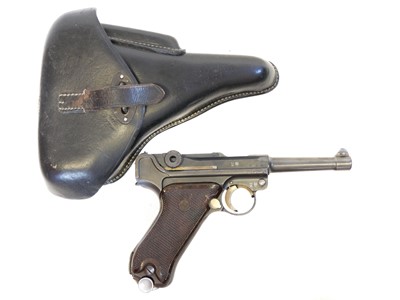 Lot 43 - Deactivated German WWII Luger and holster,...