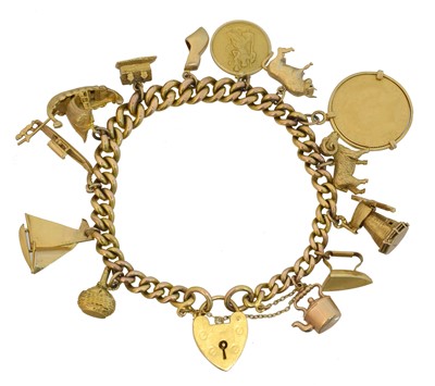 Lot 51 - A 9ct gold charm bracelet.