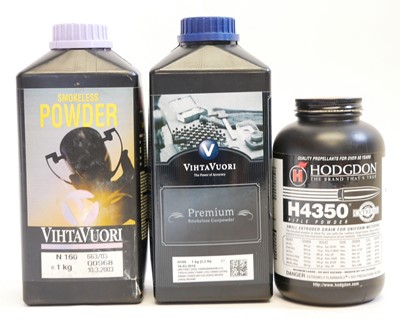 Lot 614 - Unopened gunpowder, to include two 1kg tubs of...