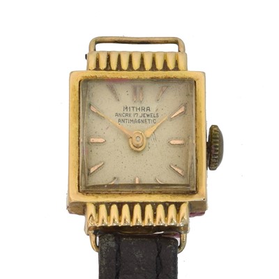 Lot 164 - An 18ct gold Mithra manual wind wristwatch.
