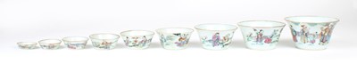Lot 11 - A Graduated Set of Nine Chinese Famille Rose Porcelain Bowls