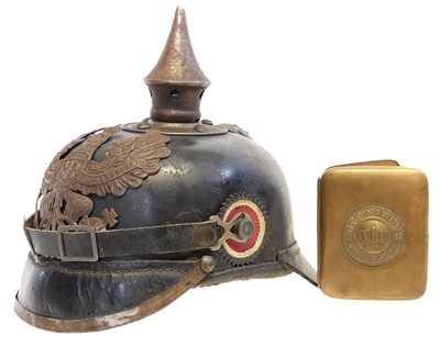 Lot 234 - German Picklehaube and a cigarette case
