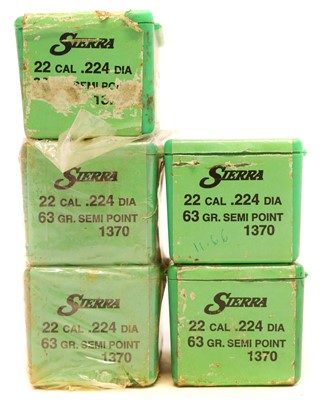 Lot 608 - Sierra 22cal .224 63 grain semi point bullets,...