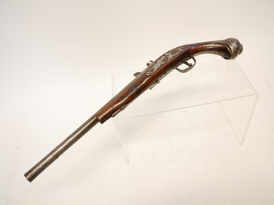Lot 4 - Turkish flintlock 18 bore pistol, 14 inch...