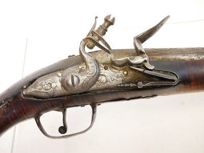 Lot 4 - Turkish flintlock 18 bore pistol, 14 inch...