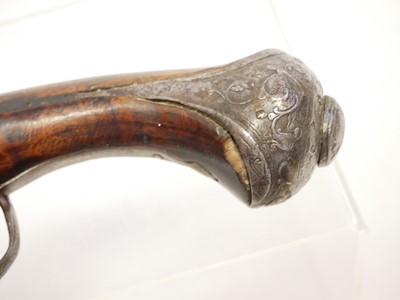 Lot 4 - Turkish flintlock 18 bore pistol, 14 inch...