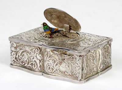Lot 121 - A Mid-20th century Silver Plated Bird Automaton Musical Box