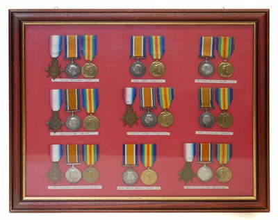 Lot 260 - Framed medal display, including nine sets of...