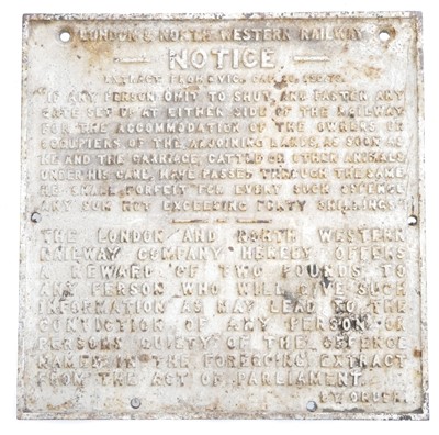 Lot 273 - Railway Interest - A Cast Iron Notice Sign