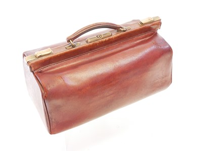 Lot 113 - Harrods red brown leather Gladstone bag