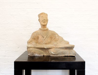 Lot 13 - A Very Large Chinese Han Dynasty Pottery Musician Figure