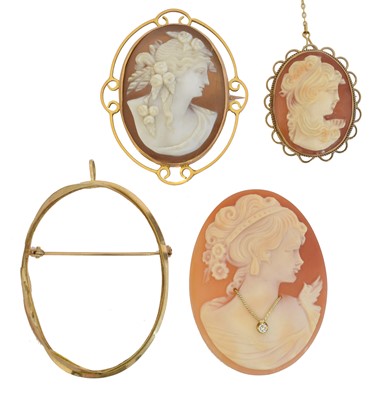 Lot 10 - Three shell cameo brooches.