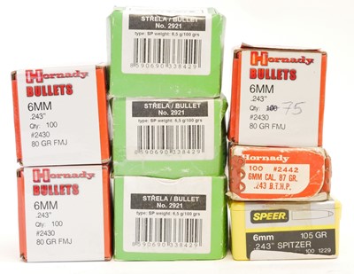 Lot 600 - 6mm rifle bullets, including three unopened...