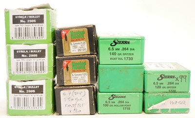 Lot 601 - 6.5mm rifle bullets, including two unopened...