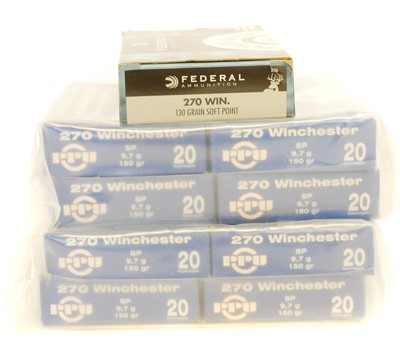 Lot 555 - PPU 270 Winchester ammunition, one hundred and...