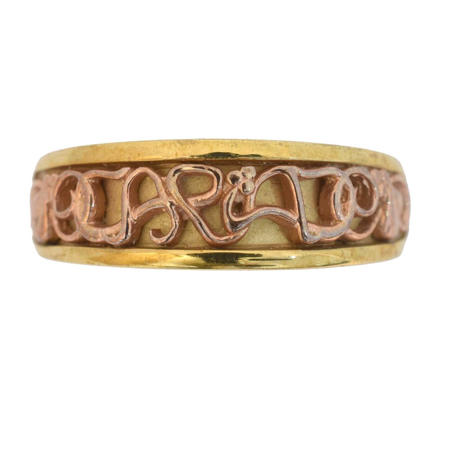 Lot 127 - A 9ct gold Clogau 'Cariad' band ring.