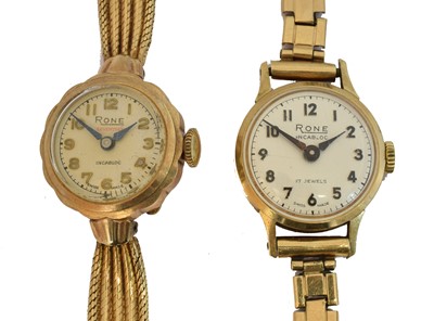 Lot 166 - Two 9ct gold Rone wristwatches.