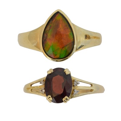 Lot 101 - Two 14ct gold gem-set dress rings.