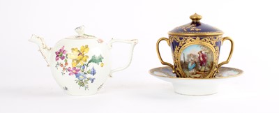 Lot 185 - A Chocolate Cup with Cover and Stand in the Style of Sevres