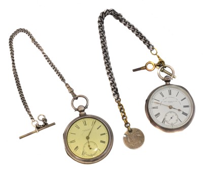 Lot 171 - Two silver open face pocket watches.